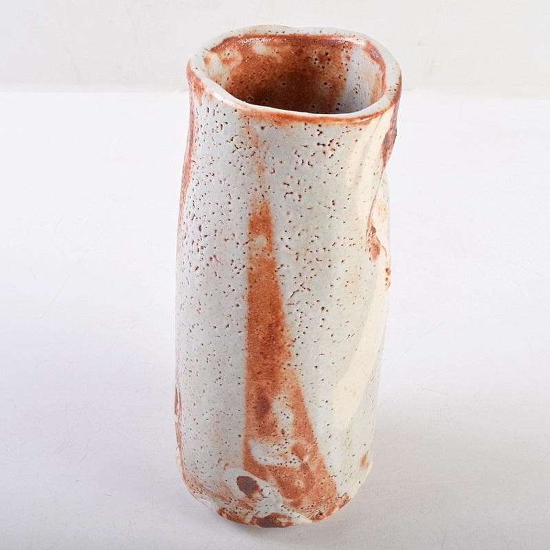 人間国宝　加藤卓男作　鼠志野　花入　共箱　V　R9232