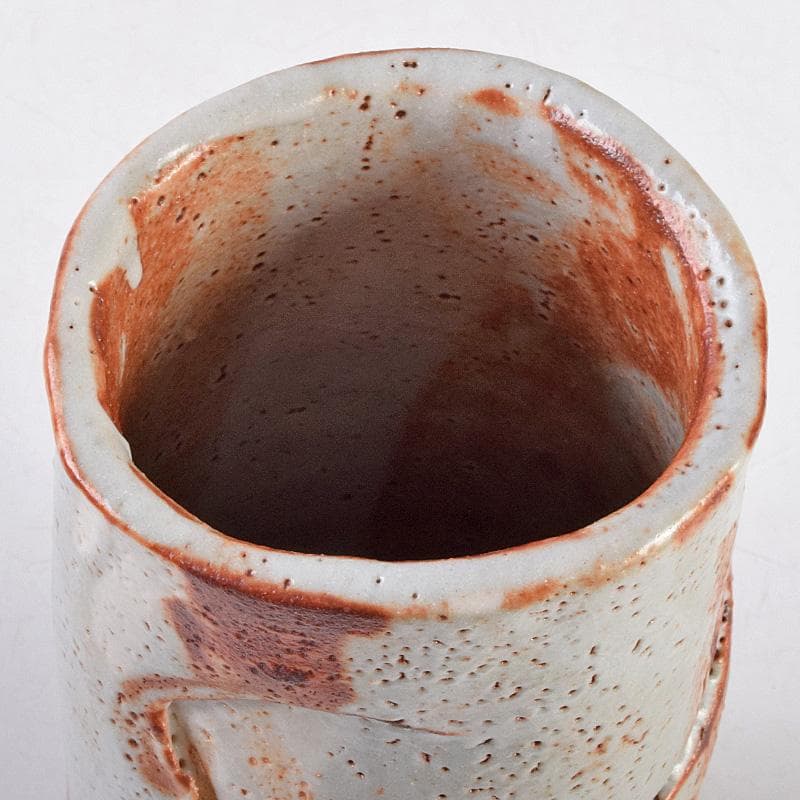 人間国宝　加藤卓男作　鼠志野　花入　共箱　V　R9232