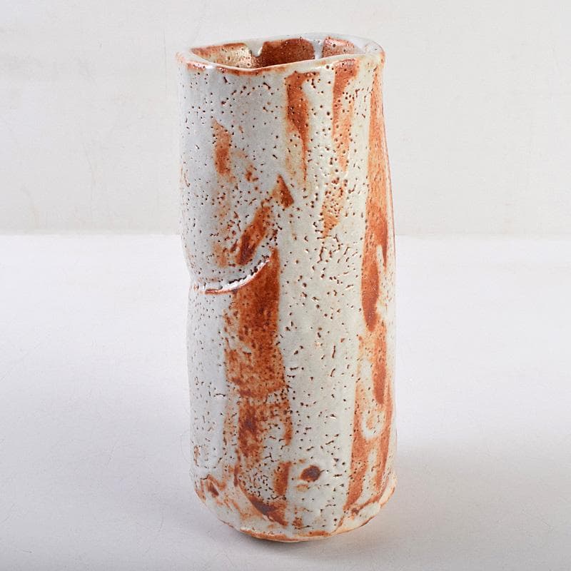 人間国宝　加藤卓男作　鼠志野　花入　共箱　V　R9232