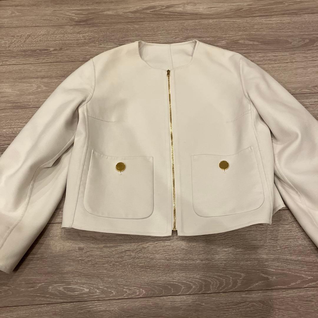 断*。様 ANAYI ノーカラージャケット サイズ38 ホワイト