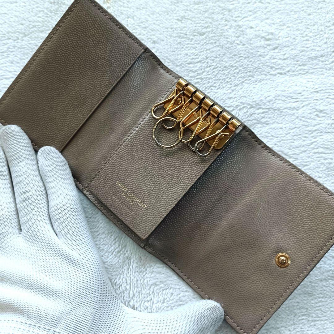 ​極美品♪サンローラン 6連キーケース マトラッセ キャビアスキン ゴールド金具