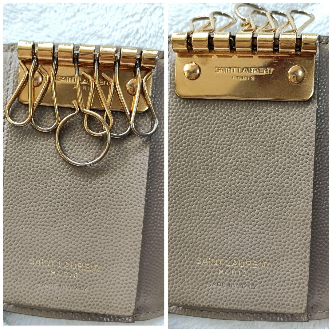 ​極美品♪サンローラン 6連キーケース マトラッセ キャビアスキン ゴールド金具