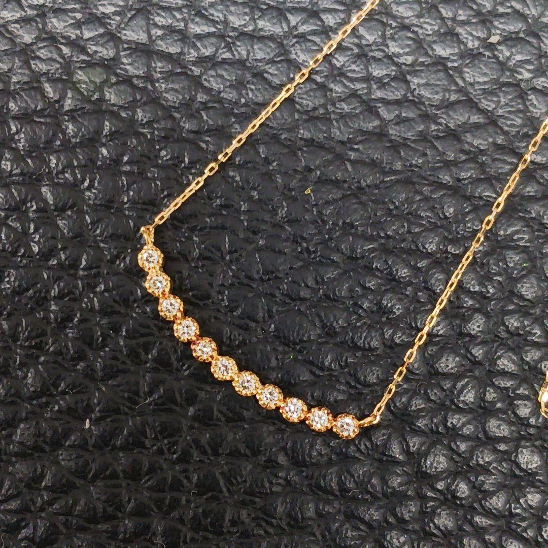 (C021123) K18 YG ネックレス ダイヤモンド あずきチェーン