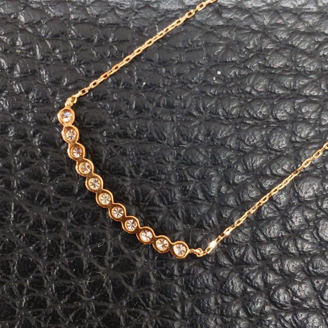 (C021123) K18 YG ネックレス ダイヤモンド あずきチェーン