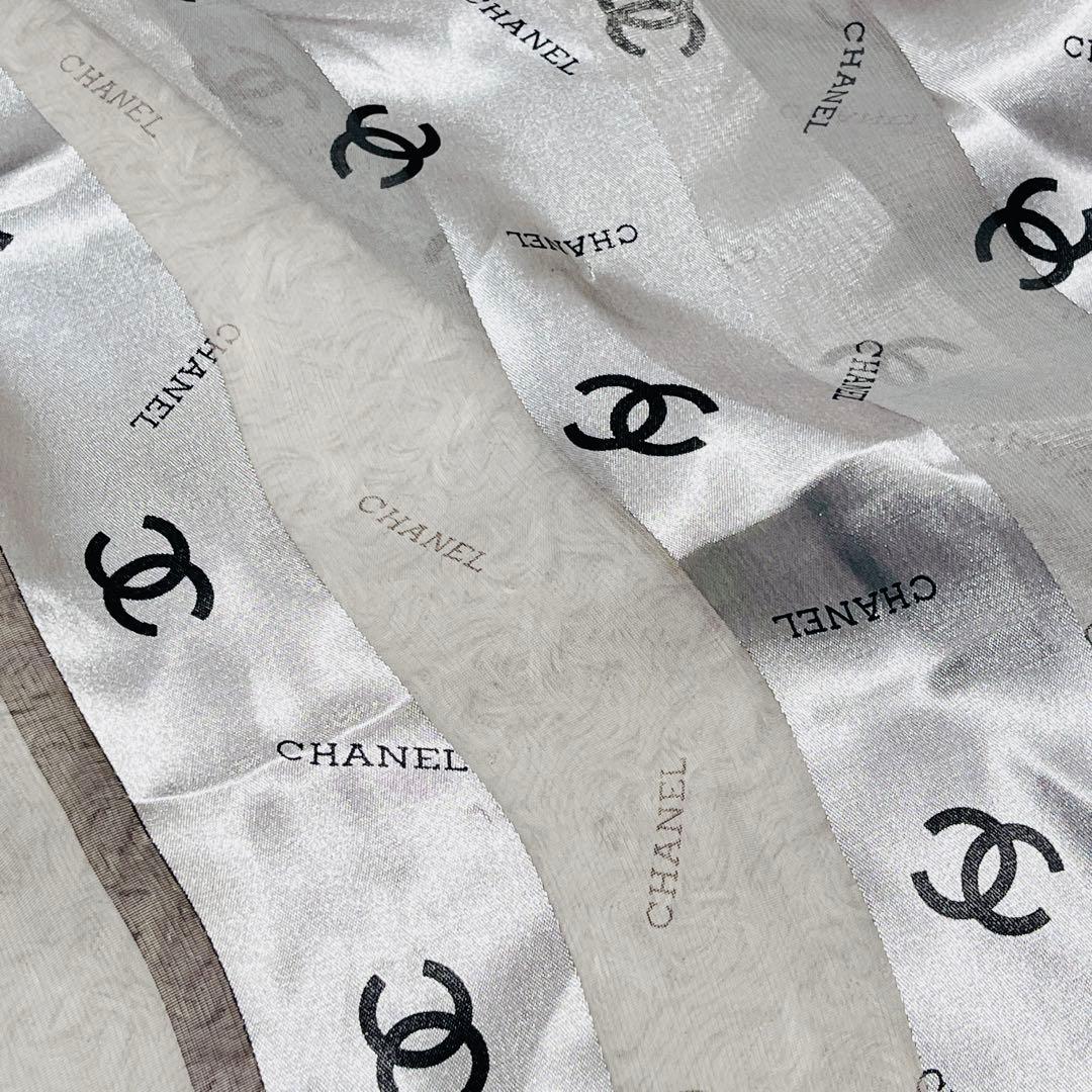 【美品】CHANEL シャネル 大判ストール ココマーク ストライプ