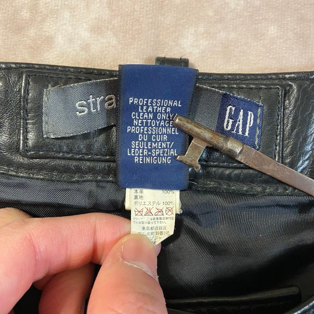 90s Old Gap レザーパンツ W33/L30ストレートフィット ブラック