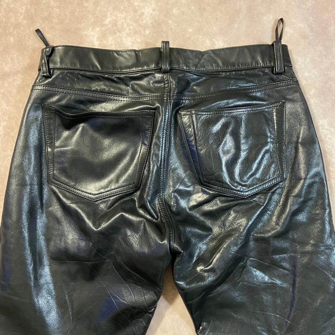 90s Old Gap レザーパンツ W33/L30ストレートフィット ブラック
