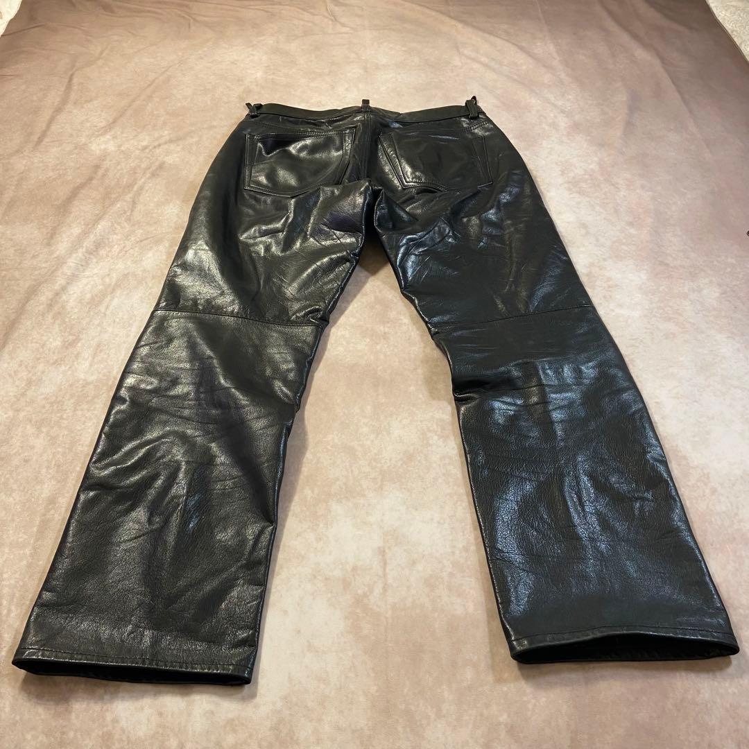 90s Old Gap レザーパンツ W33/L30ストレートフィット ブラック