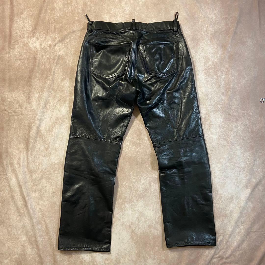 90s Old Gap レザーパンツ W33/L30ストレートフィット ブラック