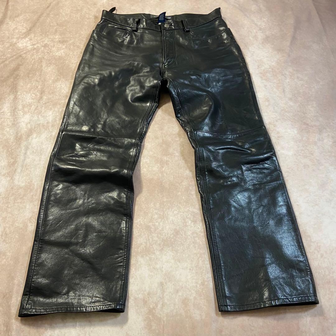 90s Old Gap レザーパンツ W33/L30ストレートフィット ブラック
