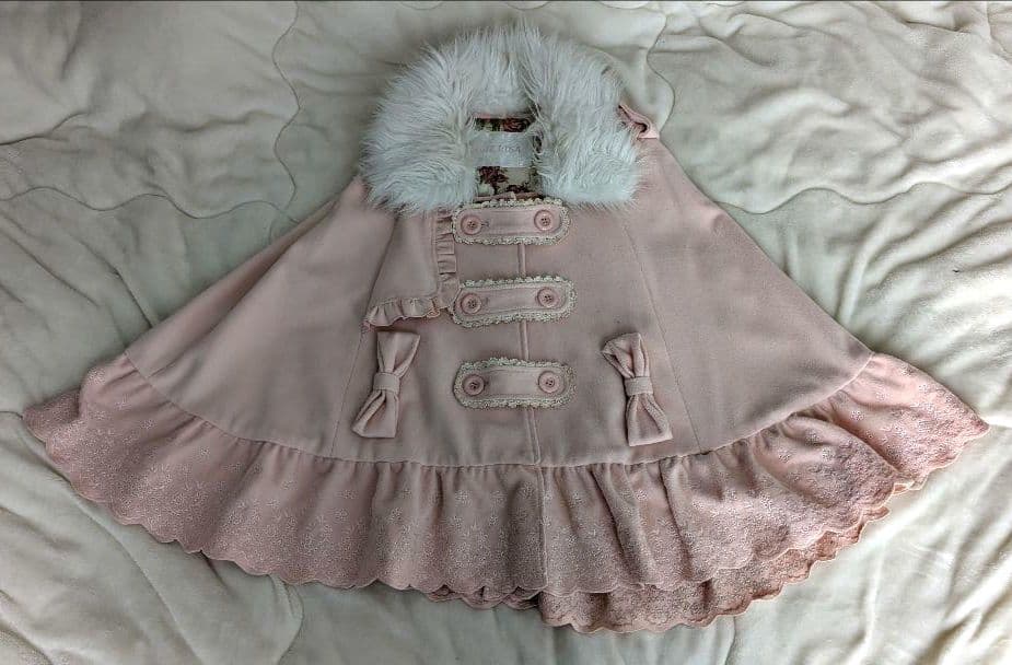 リズリサ　ポンチョ　コート　ケープ　ピンク アウター　ファー