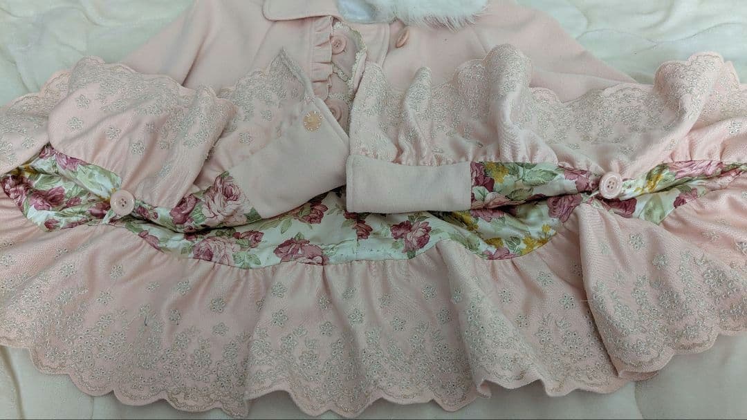 リズリサ　ポンチョ　コート　ケープ　ピンク アウター　ファー