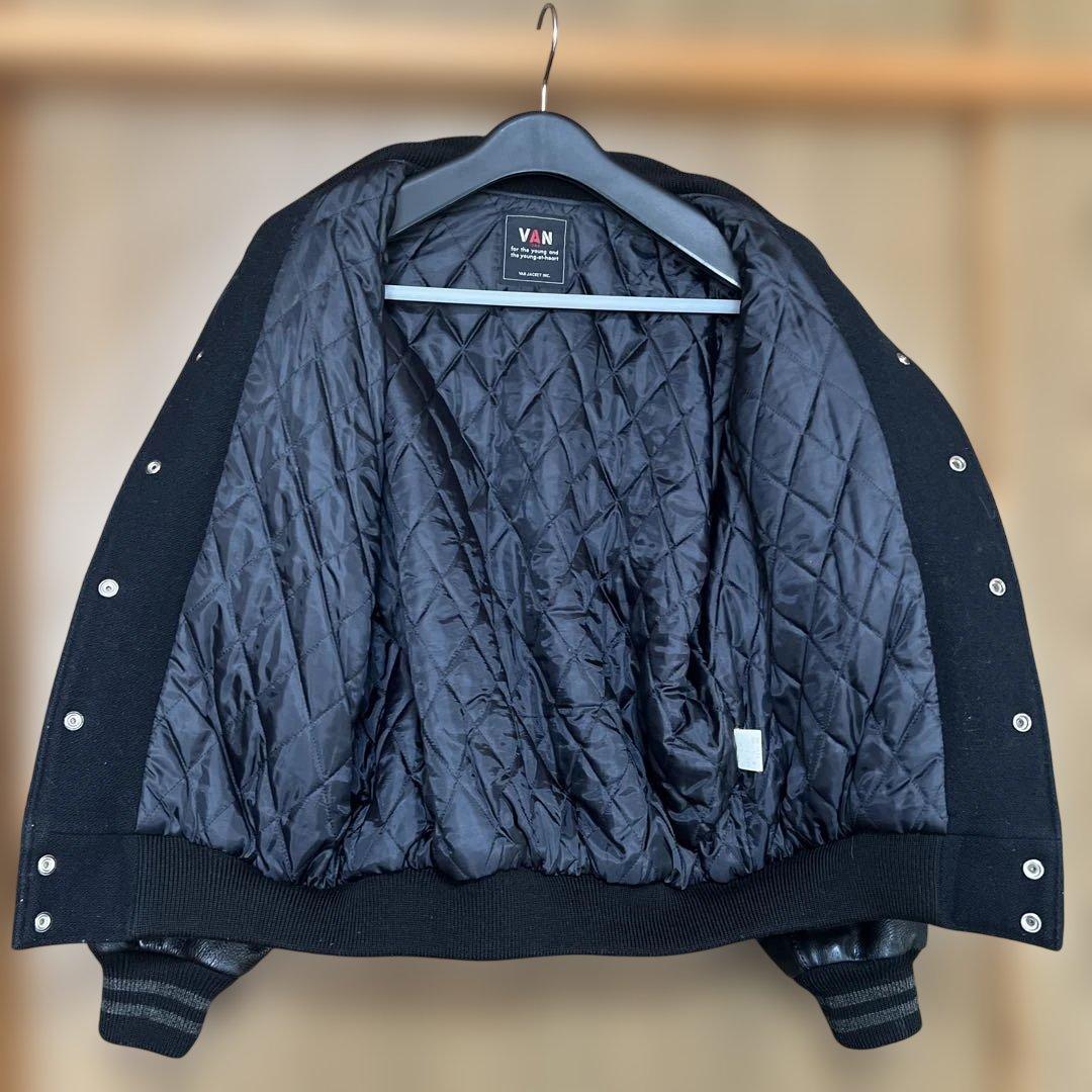 VAN JAC スタジアムジャンパー　袖皮 ブラック　 Lサイズ　美品