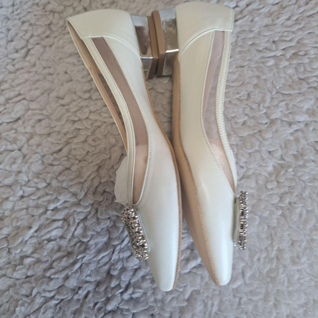 DIANA ホワイト ポインテッドトゥ フラットシューズお値引き交渉❌