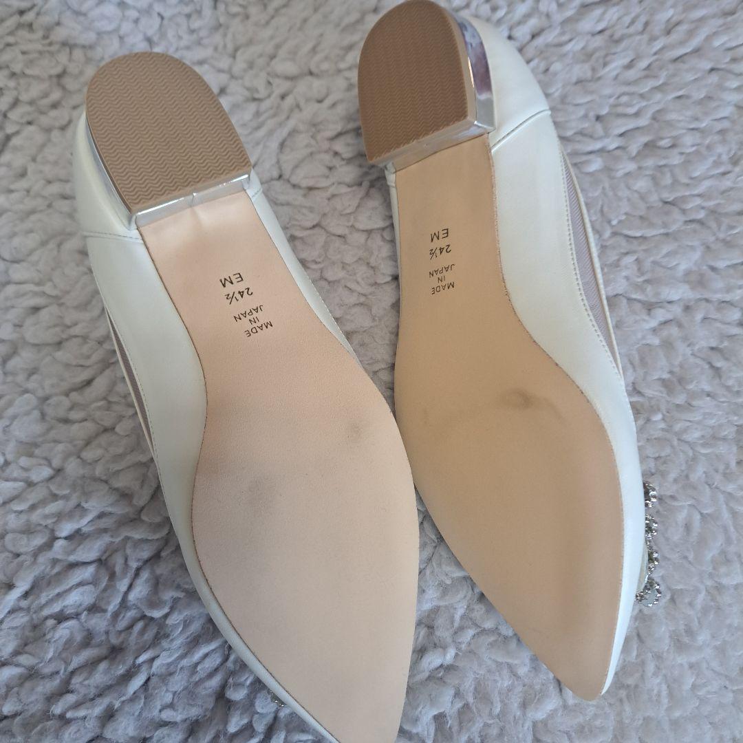 DIANA ホワイト ポインテッドトゥ フラットシューズお値引き交渉❌