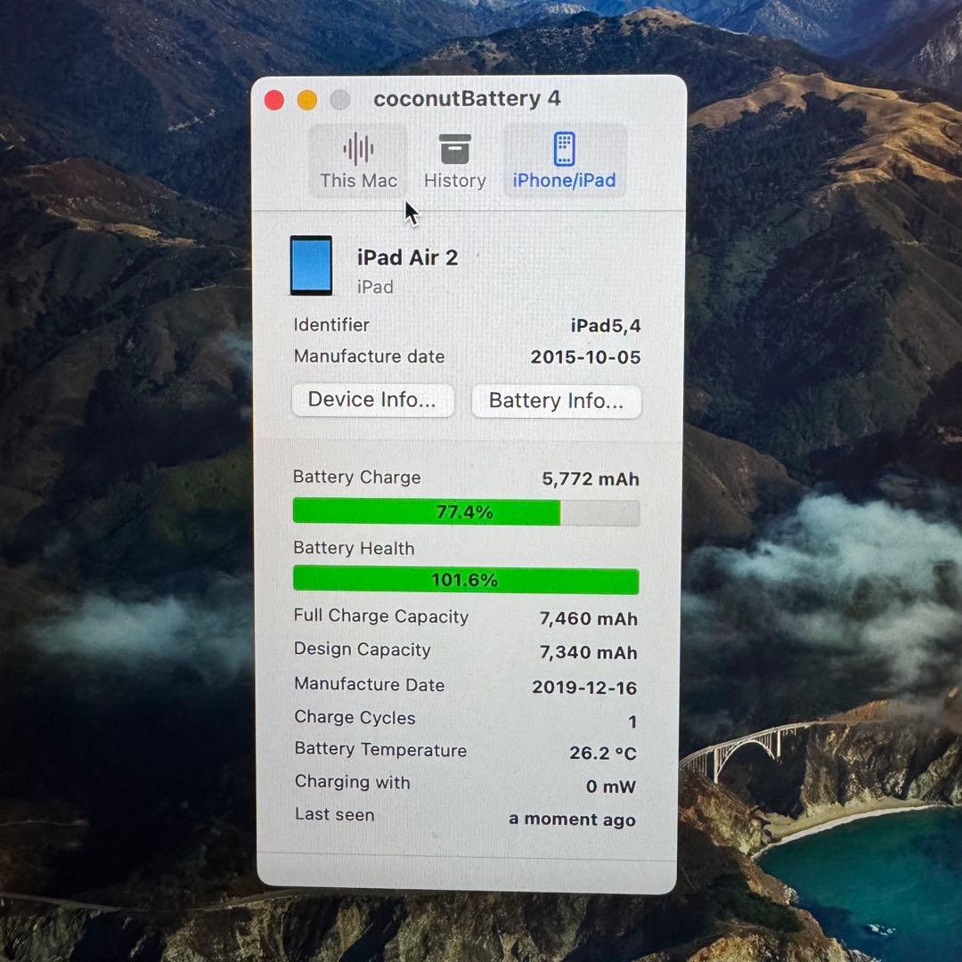 【新品バッテリー】iPadAir2 64GB本体 グレイ SoftBank