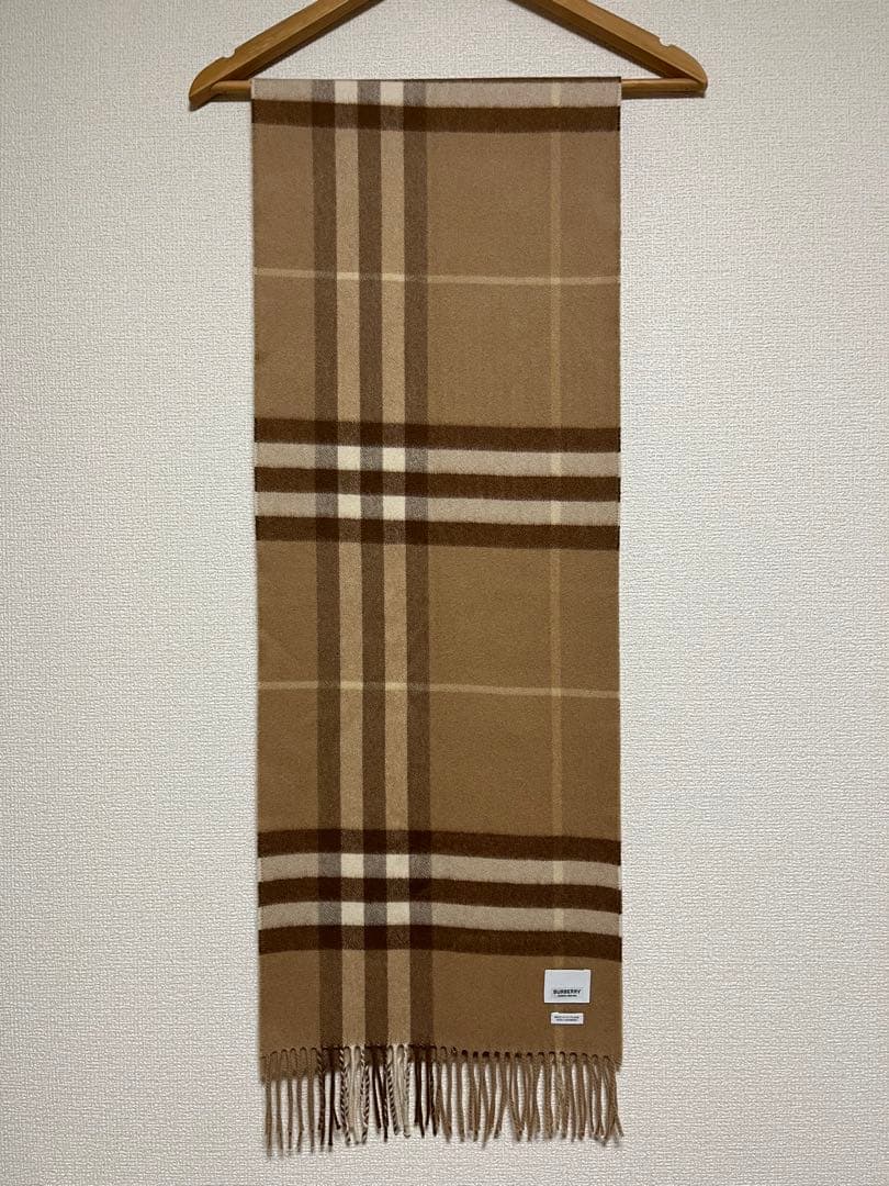 BURBERRY　バーバリー　マフラー　カシミア100％　ミッドキャメル