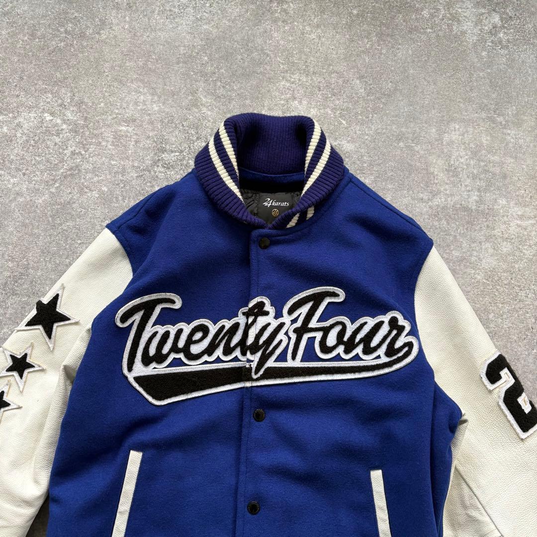 【24KARATS】 スタジャン カウレザー 牛革 キルティング ワッペン 刺繍