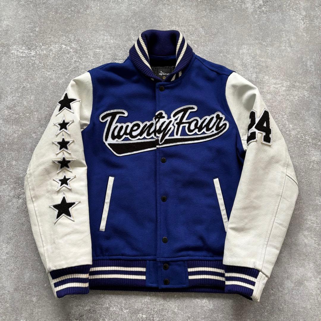 【24KARATS】 スタジャン カウレザー 牛革 キルティング ワッペン 刺繍