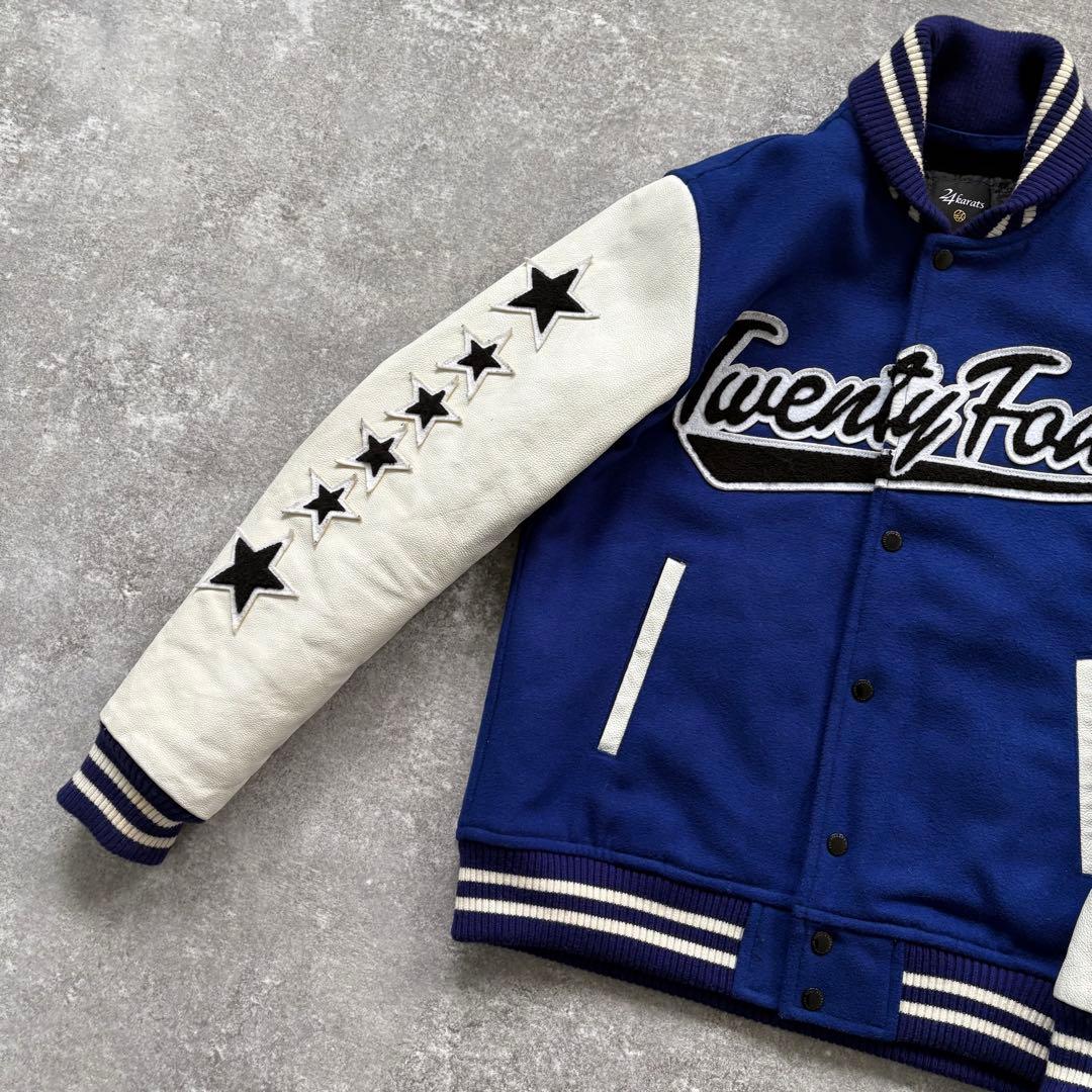 【24KARATS】 スタジャン カウレザー 牛革 キルティング ワッペン 刺繍