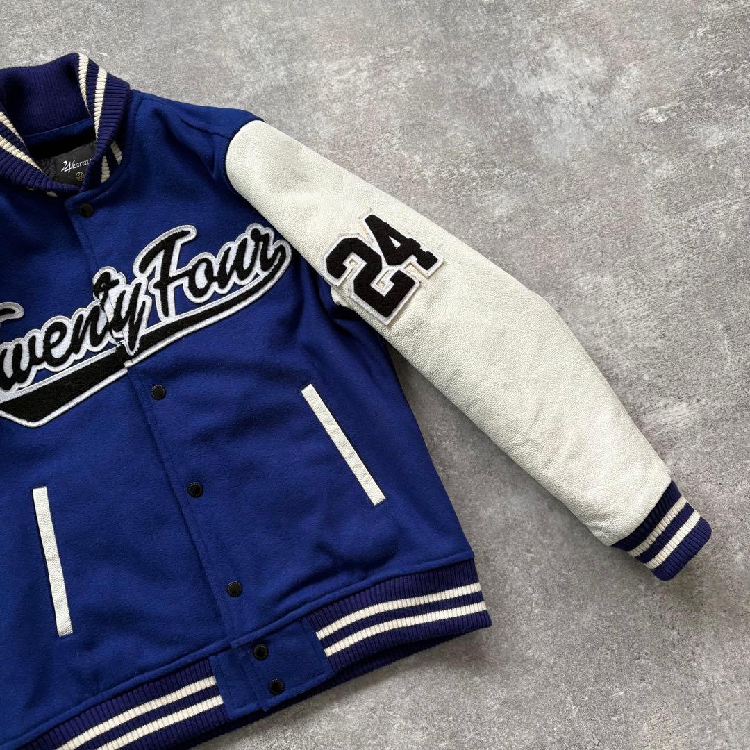 【24KARATS】 スタジャン カウレザー 牛革 キルティング ワッペン 刺繍