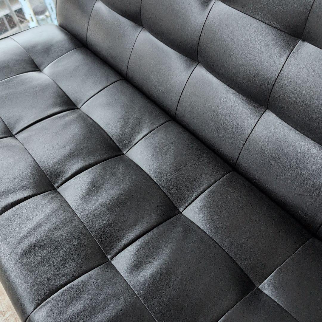 【明日まで割引】カリモクっぽい黒の合成皮革ソファセット