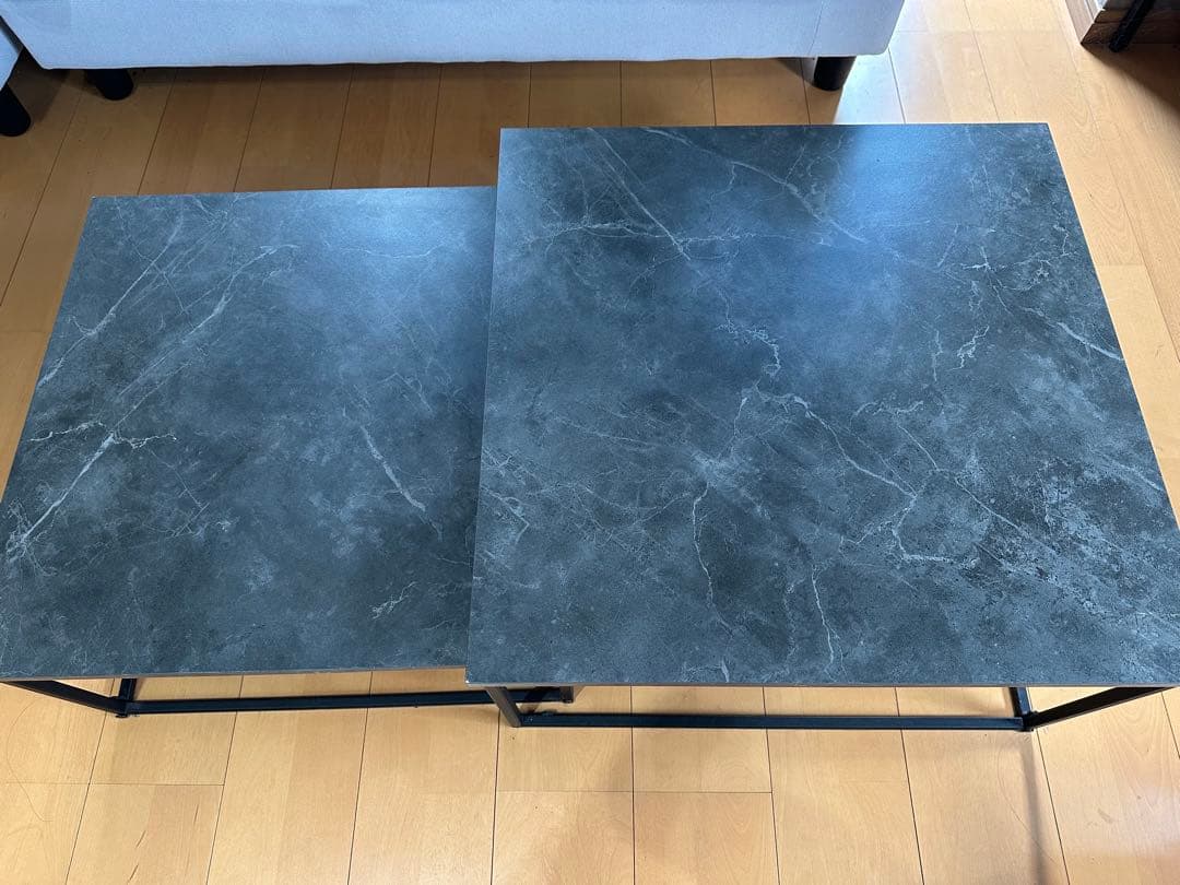 大理石柄 ローテーブル ローデスク ネストテーブル スチール LOWYA