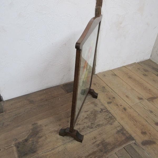 イギリス アンティーク 家具 ファイヤースクリーン 衝立 刺繍 英国 6940d