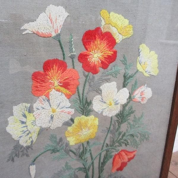 イギリス アンティーク 家具 ファイヤースクリーン 衝立 刺繍 英国 6940d