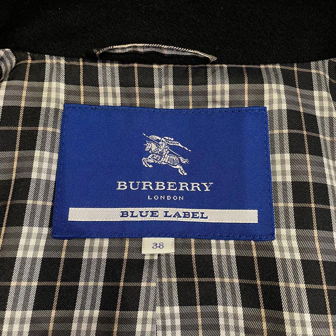 美品 BURBERRY ブルーレーベル ダブルブレスト Pコート ブラック