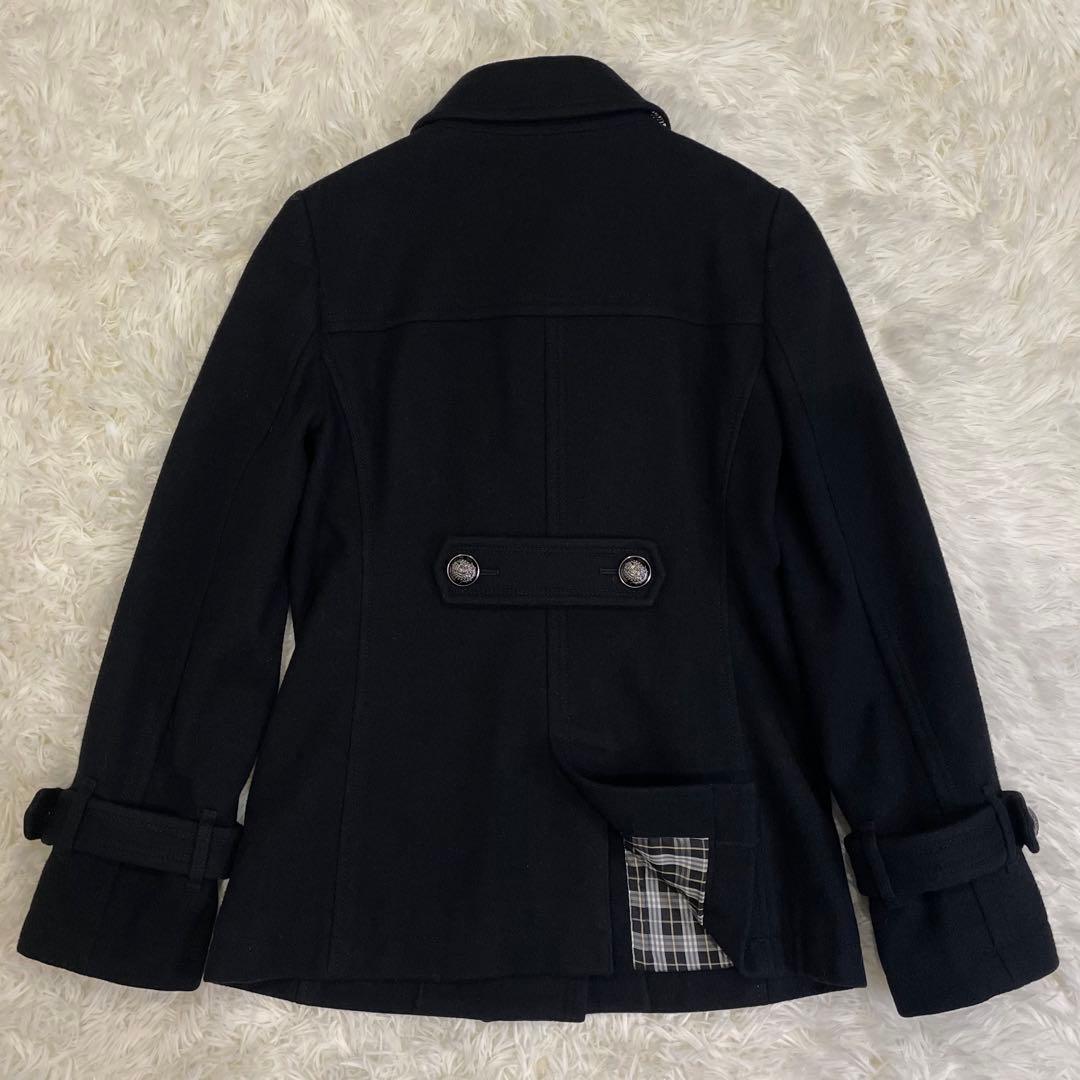 美品 BURBERRY ブルーレーベル ダブルブレスト Pコート ブラック