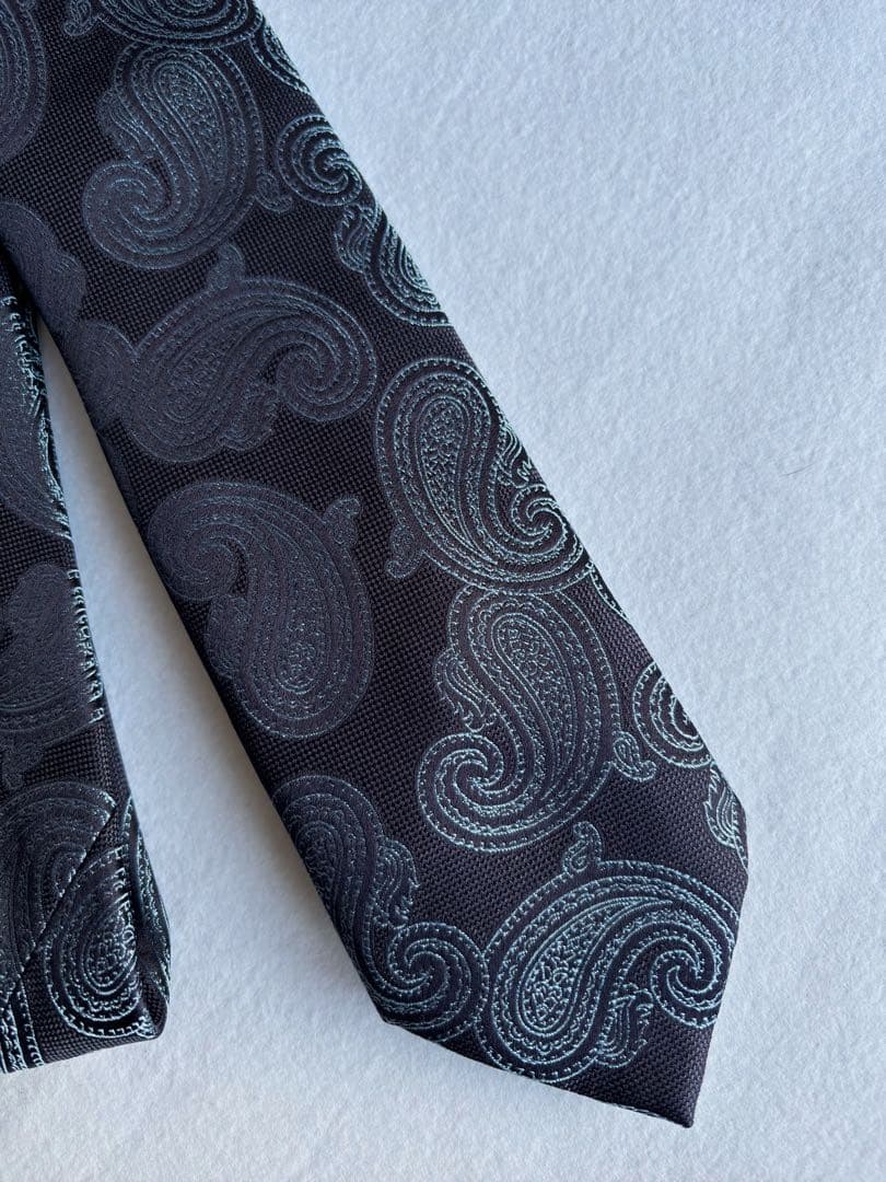 値下げ〔未使用〕ブリオーニ Brioni 最高峰 ネクタイ ネイビー ペイズリー