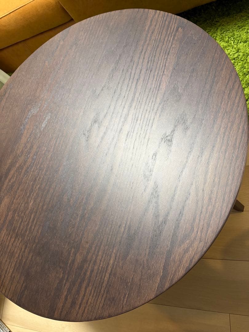 ダークブラウン円形センターテーブル