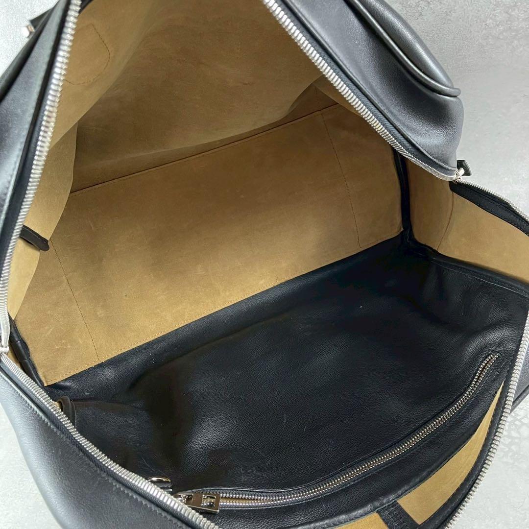 ロエベ　アマソナ45　ボストンバッグ　肩掛け　ブラック　レザー