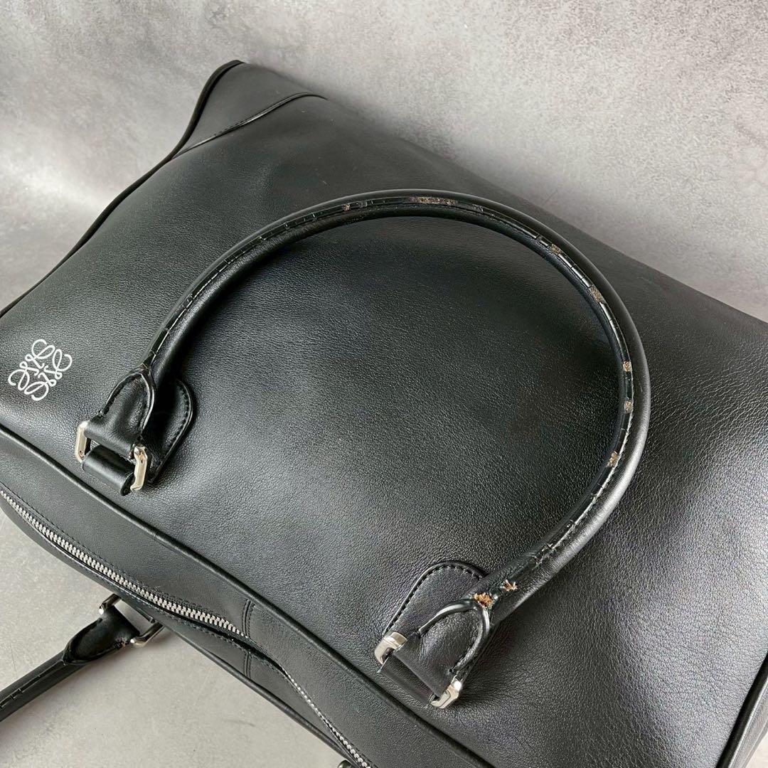 ロエベ　アマソナ45　ボストンバッグ　肩掛け　ブラック　レザー