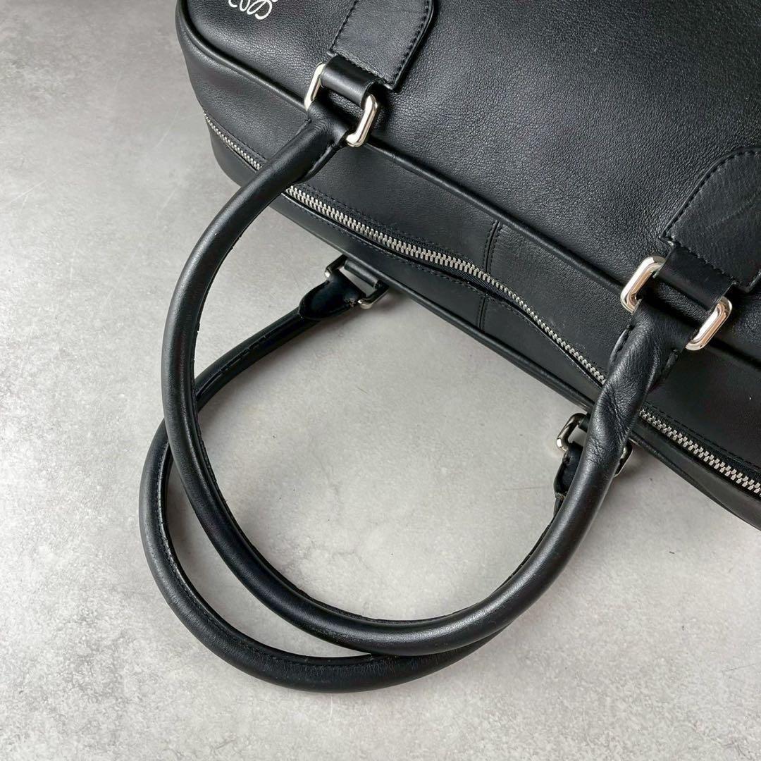 ロエベ　アマソナ45　ボストンバッグ　肩掛け　ブラック　レザー