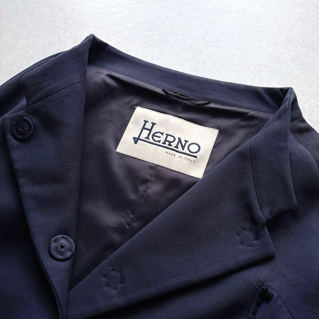 美品★HERNO｜定価14万 オフィサーカラーコート ネイビー 40