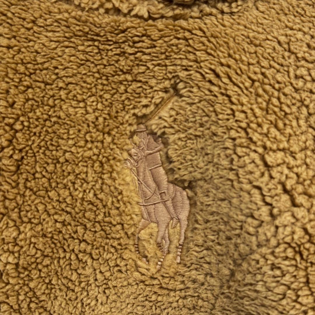 レア ラルフローレン プルオーバーもこもこパーカー　ビッグポニー刺繍　キャメル