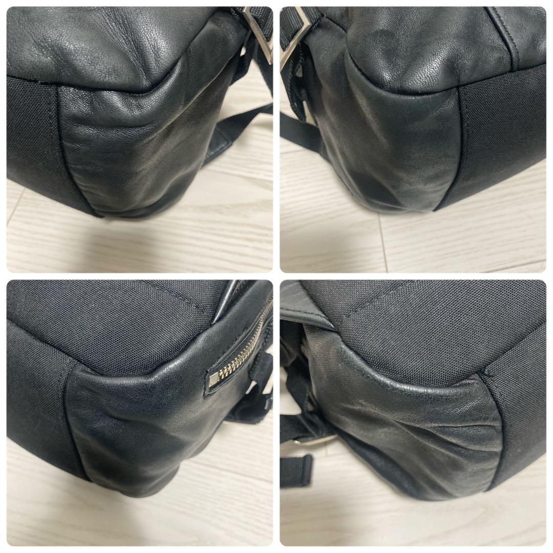 【美品】サンローランパリ　トレッキングバックパック　シティ　レザー　ロゴ　黒