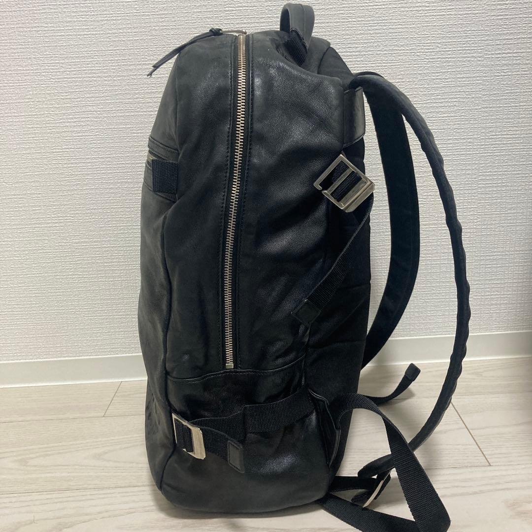 【美品】サンローランパリ　トレッキングバックパック　シティ　レザー　ロゴ　黒