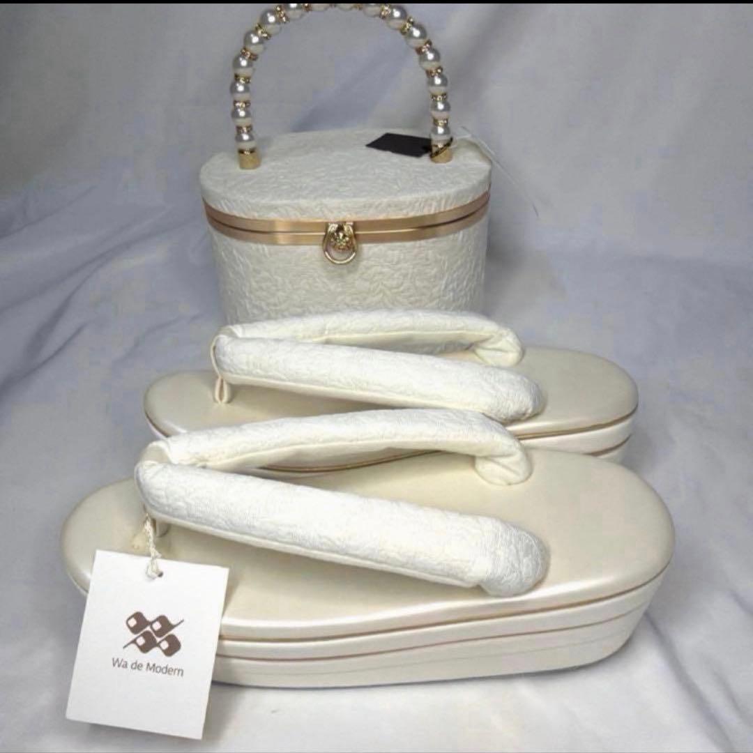 新品　2026年新作モデル　草履　バッグ　セット　ホワイト　フリーサイズ