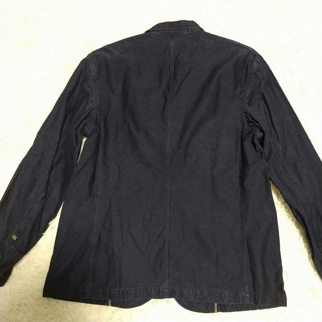 45R インディゴ染め　デニムジャケット　5 R刺繍入り　大きいサイズ