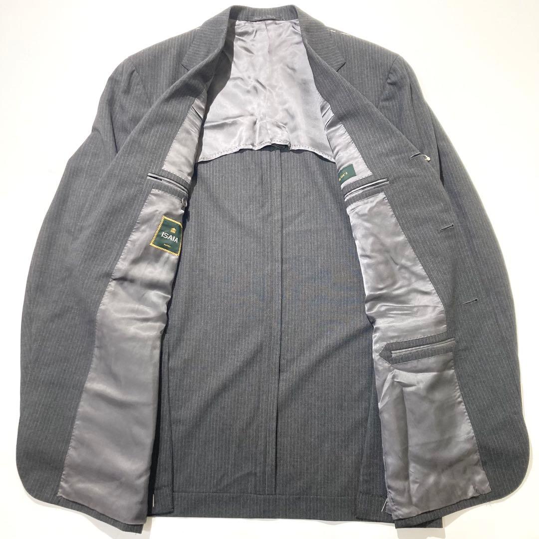 【タグ付き☆未使用品】ISAIA スーツ セットアップ グレー ストライプ 52