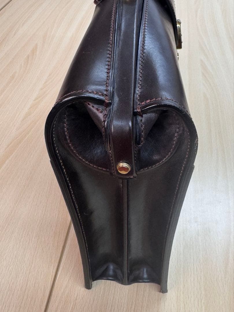 万双 三つマチダレスバッグ ブライドルレザー ビジネスバッグ ダークブラウン