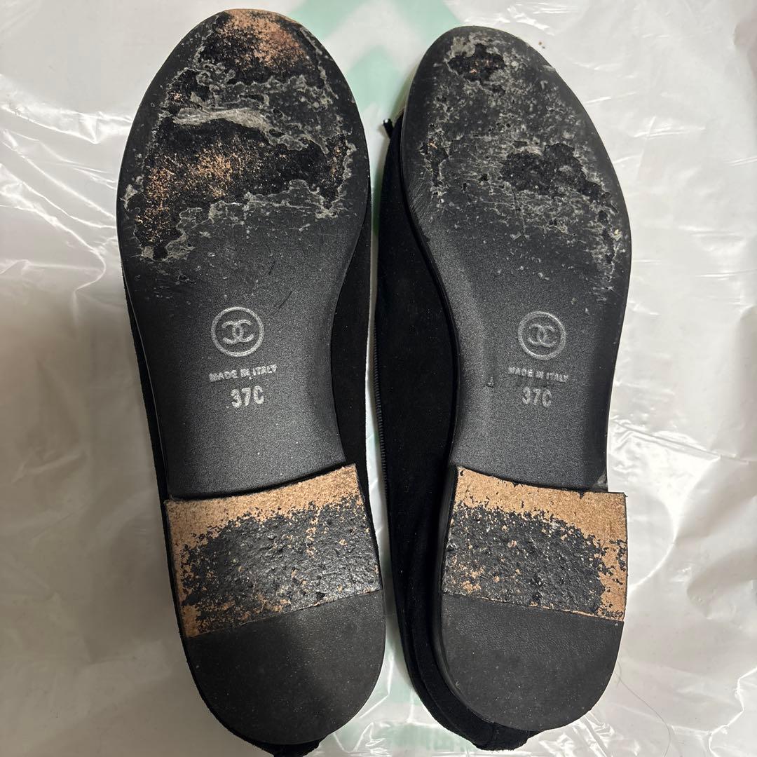 CHANEL フラットシューズ 黒/ベージュ