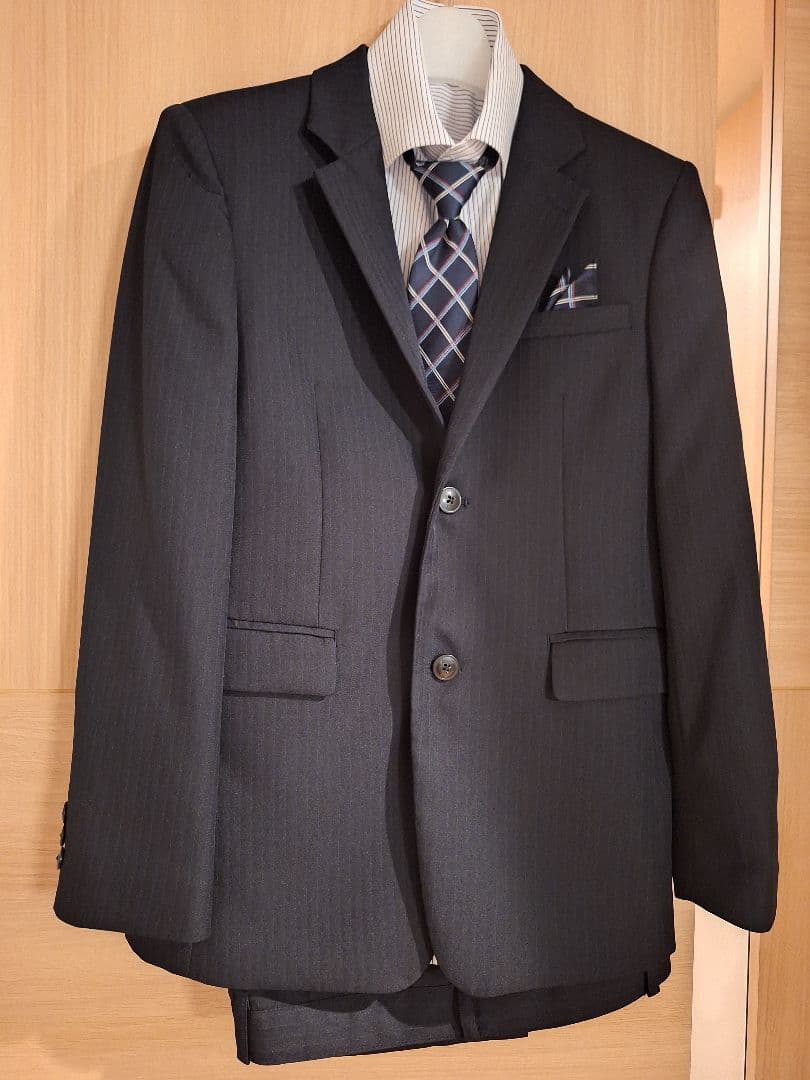 入学式・卒業式　CHOPIN ダークグレー ストライプスーツ 160cm