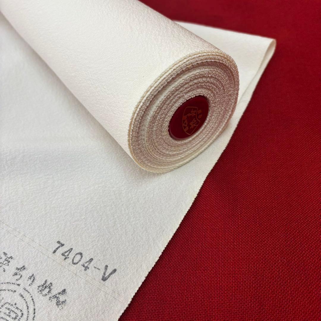 松寿縮緬　浜ちりめん織　12m 白地反物　未使用極美品