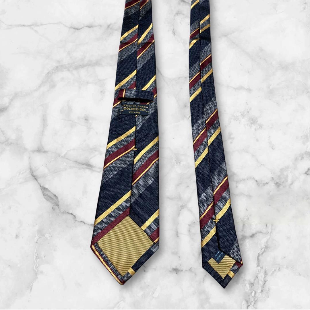 【希少】FRANCO BASSI　ネクタイ　GOLDEN 80 レジメンタル