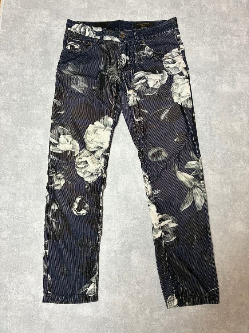 DOLCE&GABBANA DENIME GOLD 花柄 コーデュロイパンツ