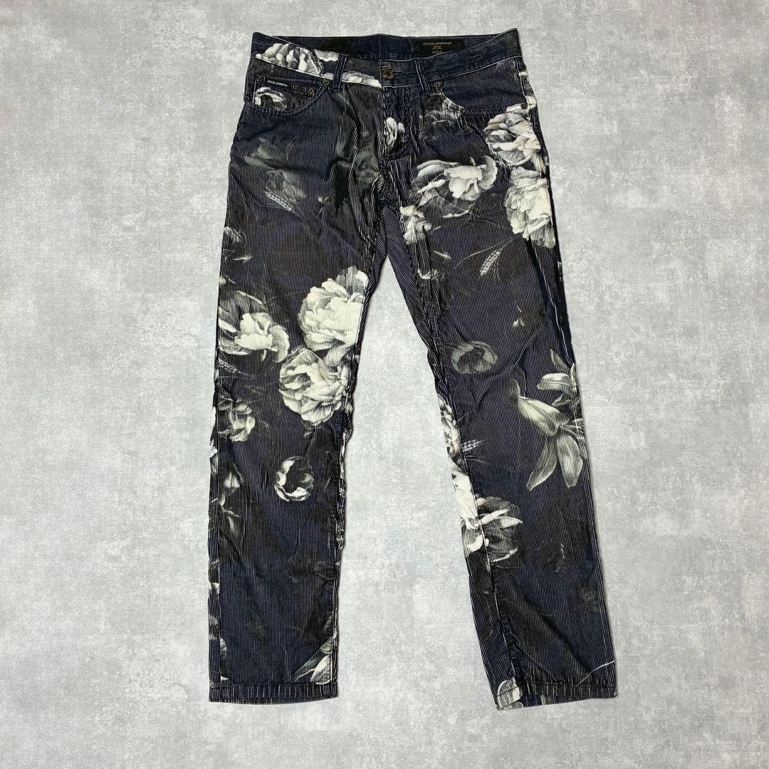 DOLCE&GABBANA DENIME GOLD 花柄 コーデュロイパンツ